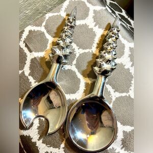 Holiday serving set 2 pcs.w/ Christmas tree design and enamel painted ornaments